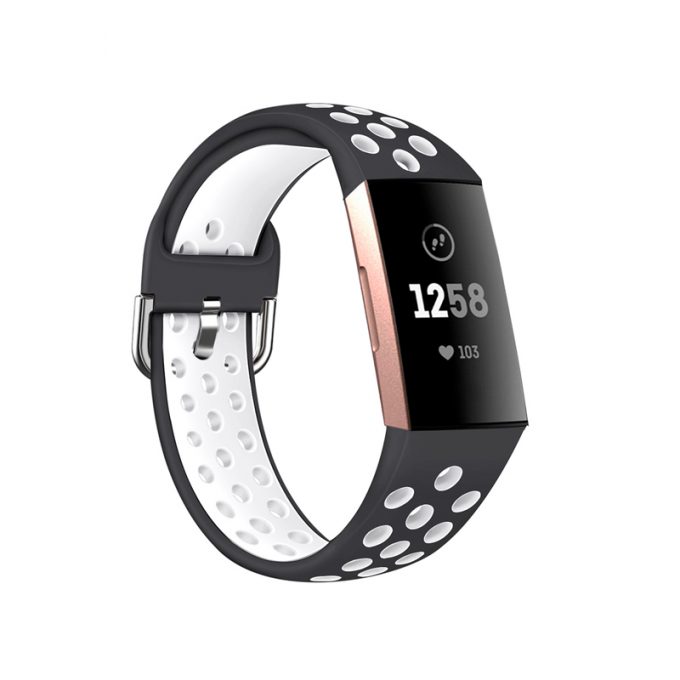 Sport Bands Compatible with Fitbit Charge 3 Charge 4 Charge 3 SE,Soft Silicone Breathable Waterproof Replacement Sport Wristband with Air Holes for Women Men