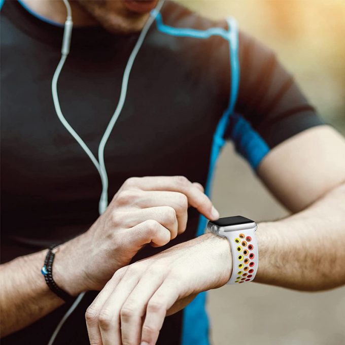 rainbow silicone watch band fit with Apple watch