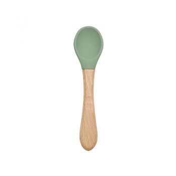 silicone baby spoon with wooden handle