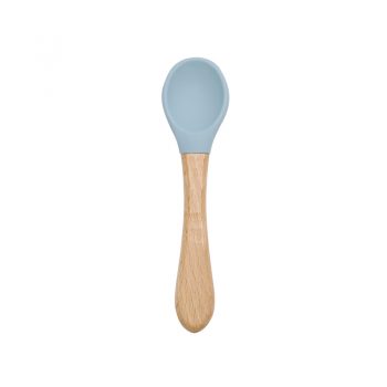 silicone baby spoon with wooden handle