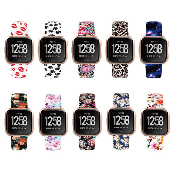 Printing Patterned Rubber Watch Band Strap for Fitbit Versa 2 Versa 1 Versa Lite