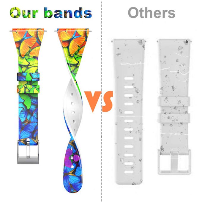 Silicone Fadeless Pattern Floral Printed Replacement band for Fitbit Versa 1 2 lite Smart Watch