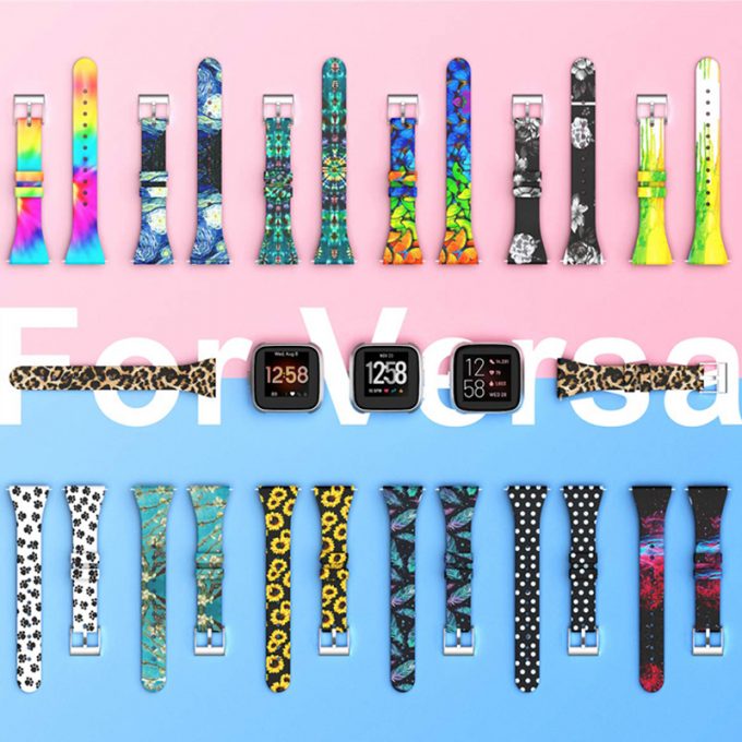 Silicone Fadeless Pattern Floral Printed Replacement band for Fitbit Versa 1 2 lite Smart Watch