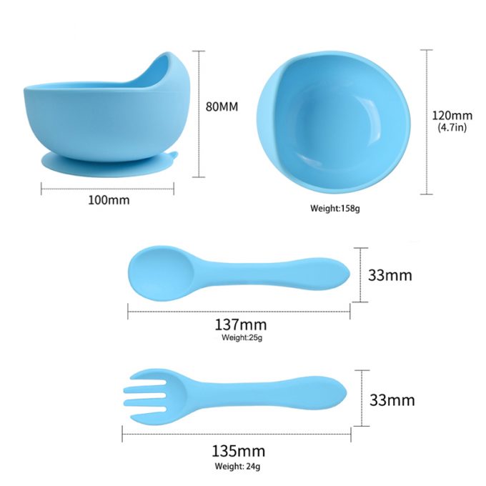 3pcs baby silicone kids feeding set