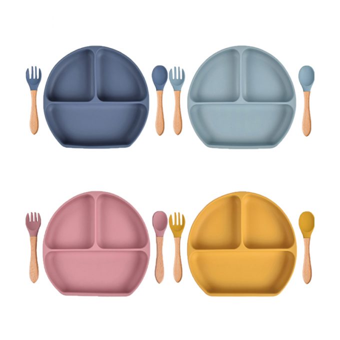 3pcs pack baby silicone feeding set