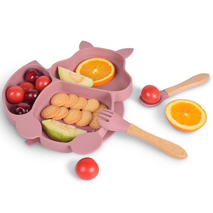 Baby Silicone Plates With Suction Squirrel shape