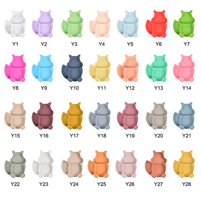 Baby Silicone Plates With Suction Squirrel shape