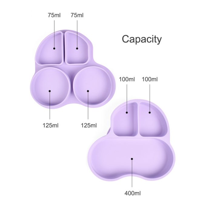 Baby silicone suction plate with lid