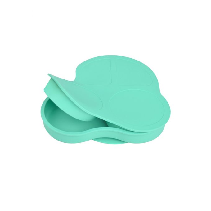 Baby silicone suction plate with lid