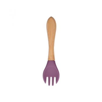 Wooden handle silicone baby fork