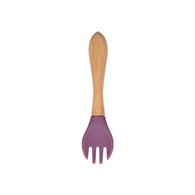 Wooden handle silicone baby fork