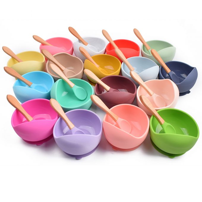 2pcs baby silicone feeding set