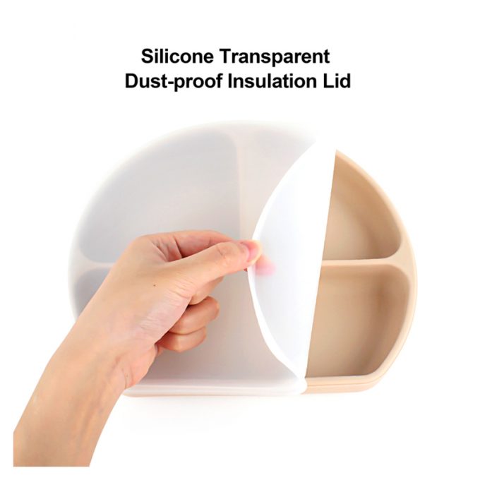 silicone baby dining plate with lid